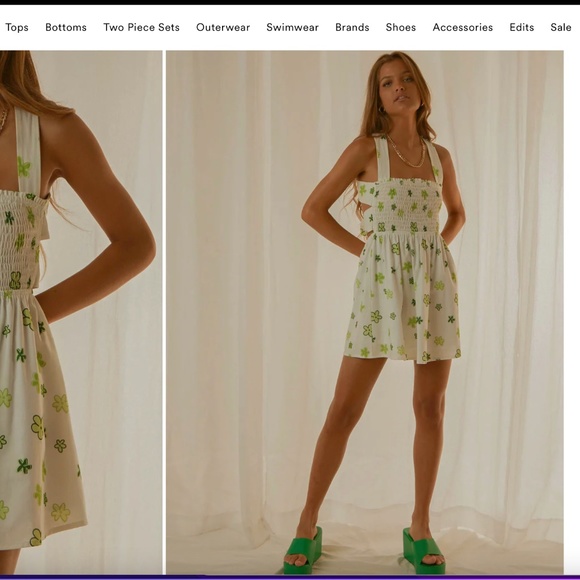 Peppermayo Linen Mini Dress, Color: Green Wild Poppies, Size: 8 - Picture 3 of 8